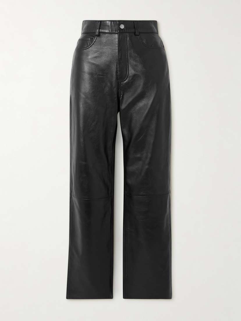 Nour Hammour Billy Paneled Leather Straight-leg Pants