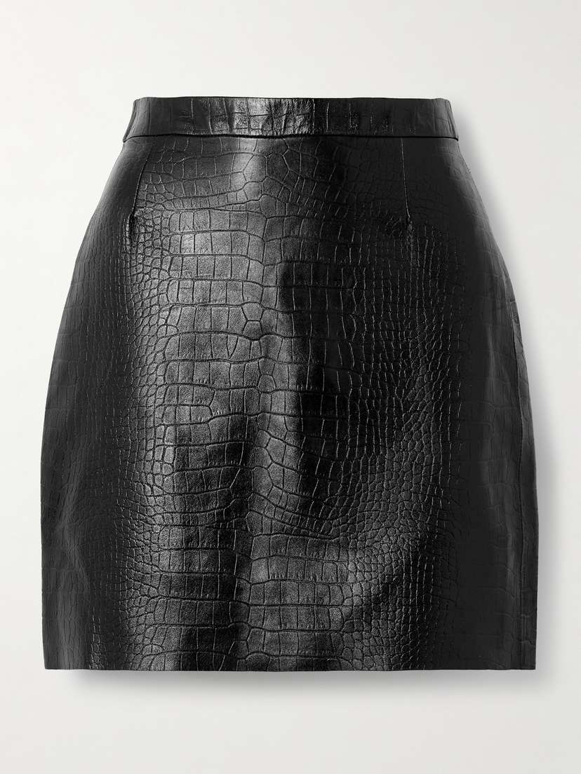 Nour Hammour Serena Croc-effect Leather Mini Skirt - FR 34