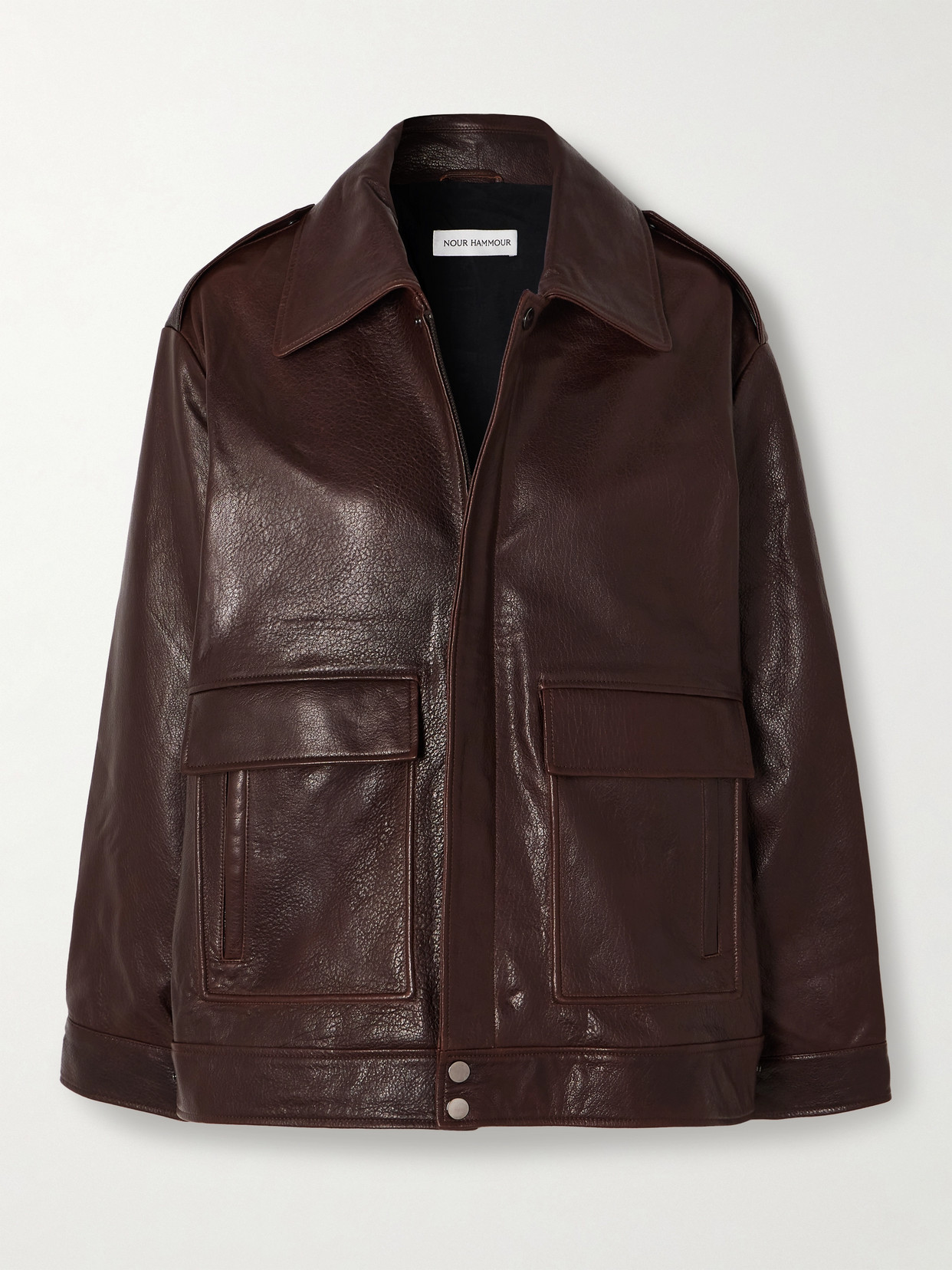 Nour Hammour - Drey Oversized Textured-leather Jacket - Brown