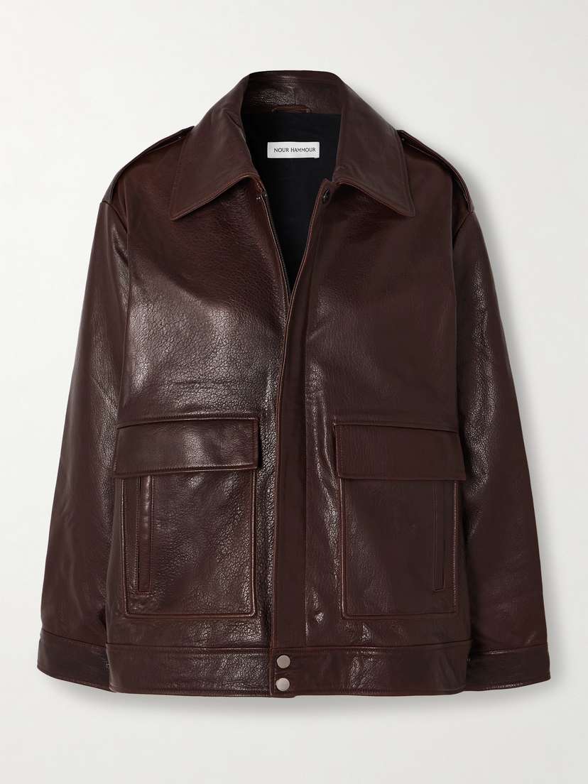 Nour Hammour Drey Oversized Textured-leather Jacket