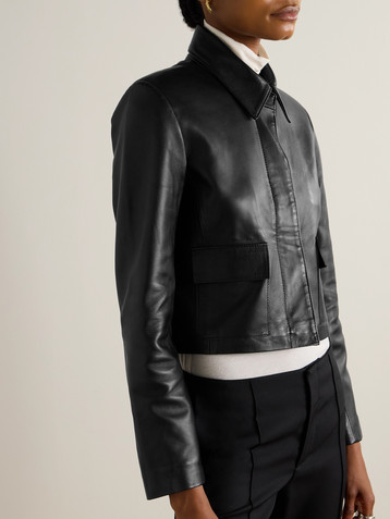 NOUR HAMMOUR Bleeker cropped paneled leather jacket