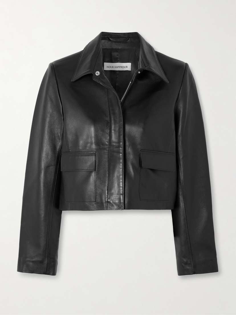 Nour Hammour Bleeker Cropped Paneled Leather Jacket