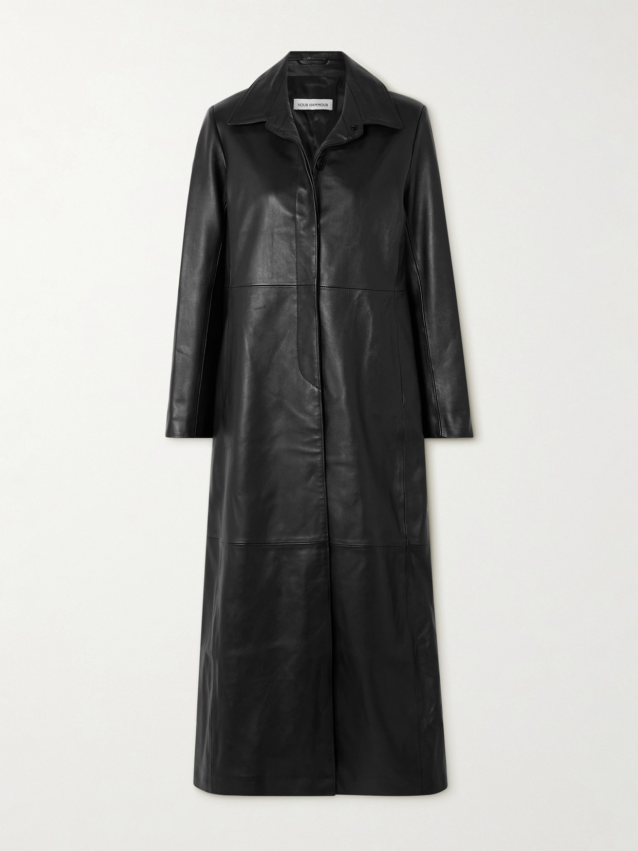 Nour Hammour - Gotham Paneled Leather Coat - Black