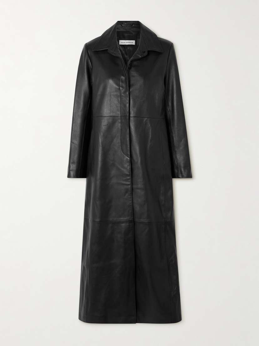 Nour Hammour Gotham Paneled Leather Coat