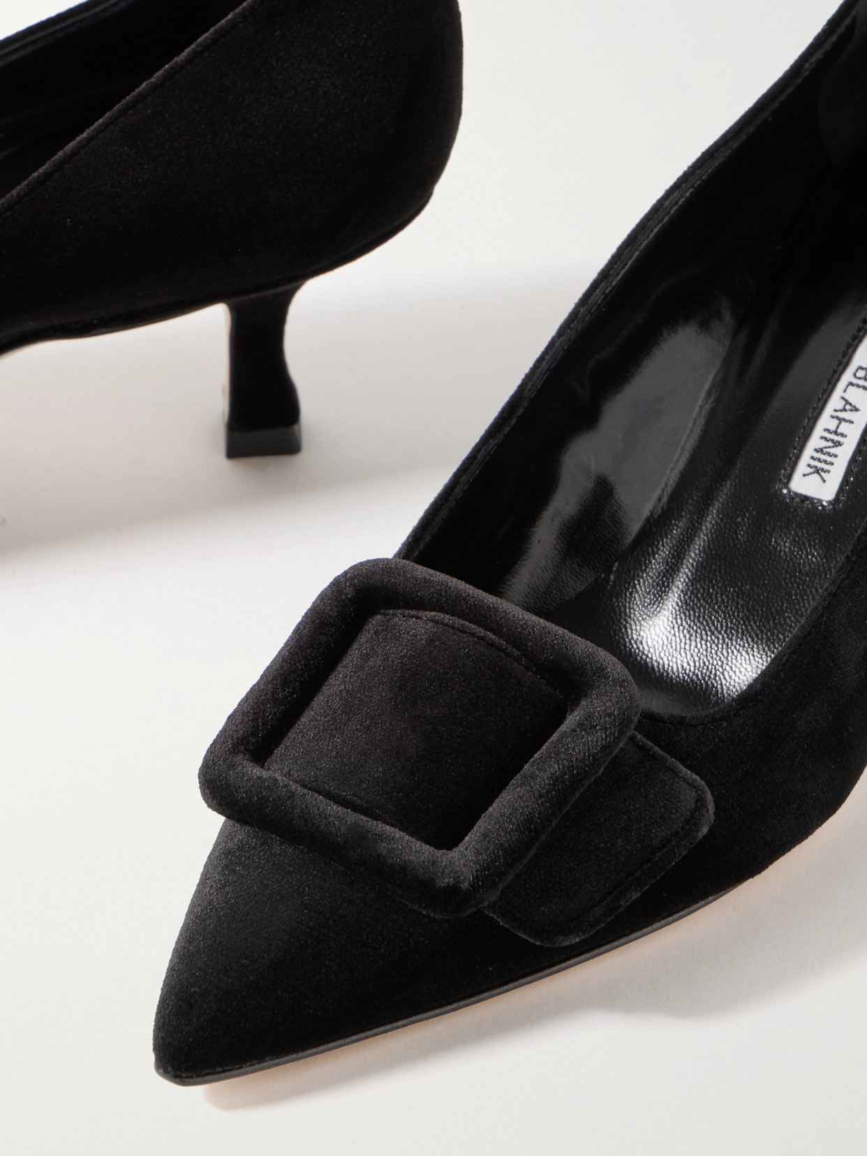 Maysale 50 Buckled Velvet Pumps