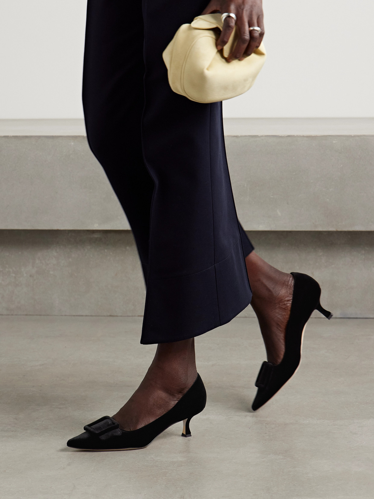 Maysale 50 Buckled Velvet Pumps