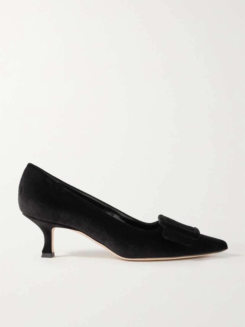 Manolo Blahnik Maysale 50 Buckled Velvet Pumps