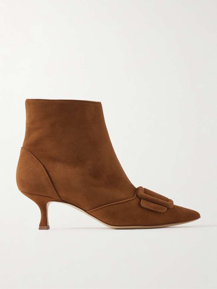 Manolo Blahnik Baylow 50 Buckled Suede Ankle Boots