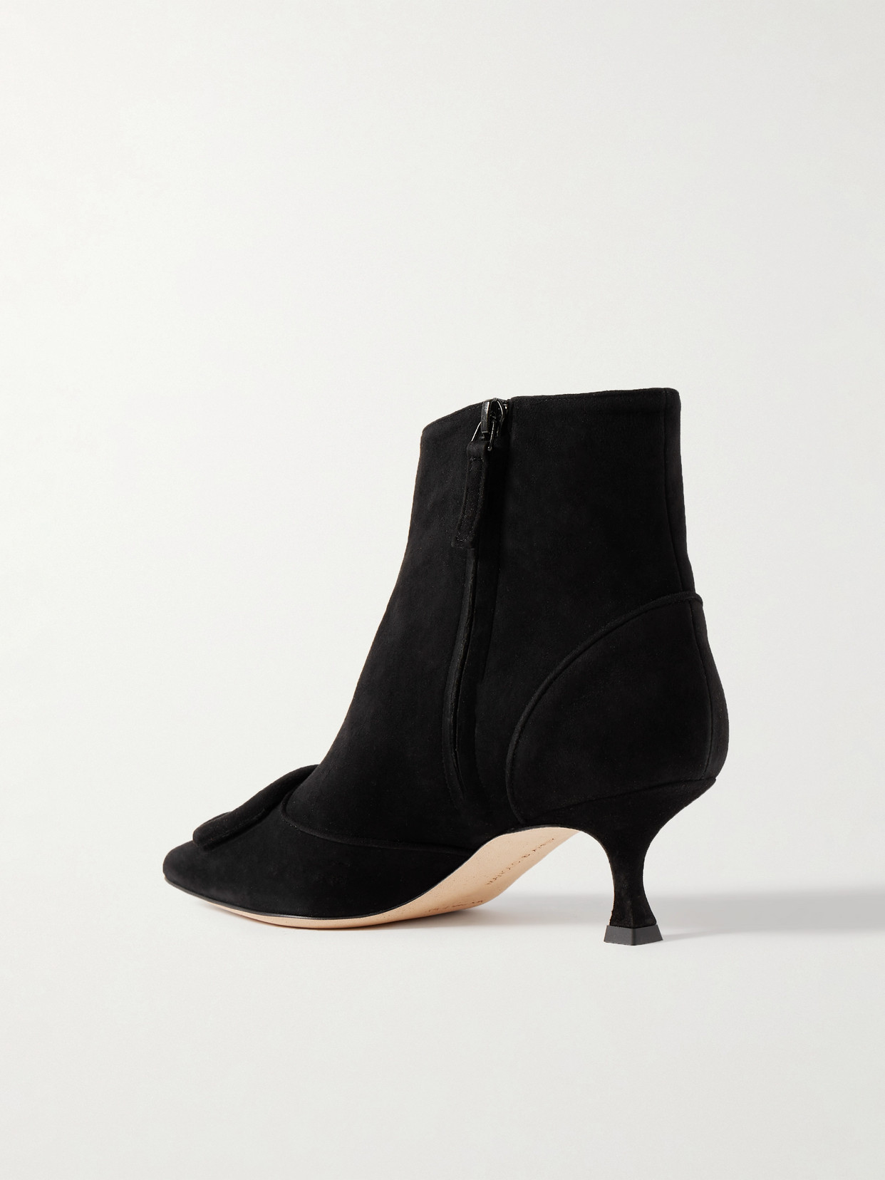Manolo Blahnik Black Baylow 50 Suede Ankle Boots In Black