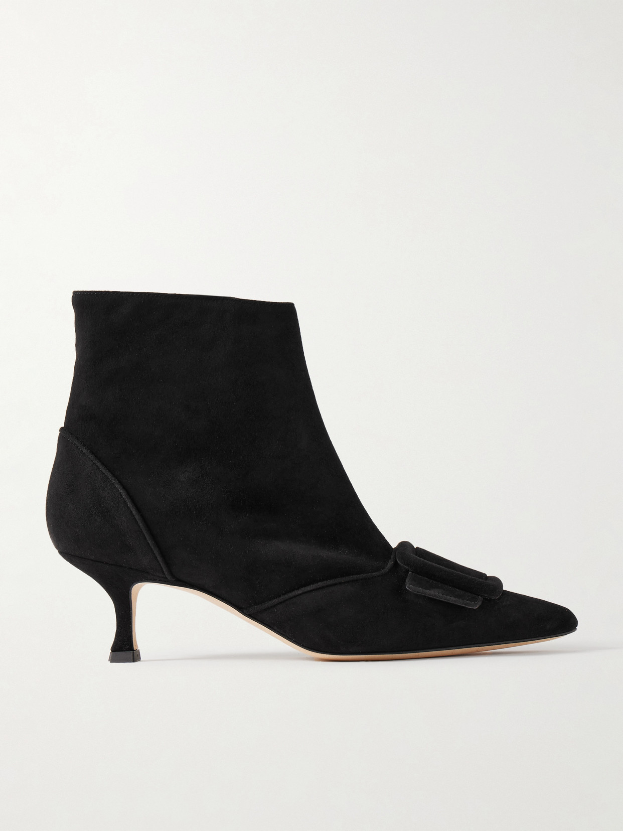 Manolo Blahnik Black Baylow 50 Suede Ankle Boots In Black