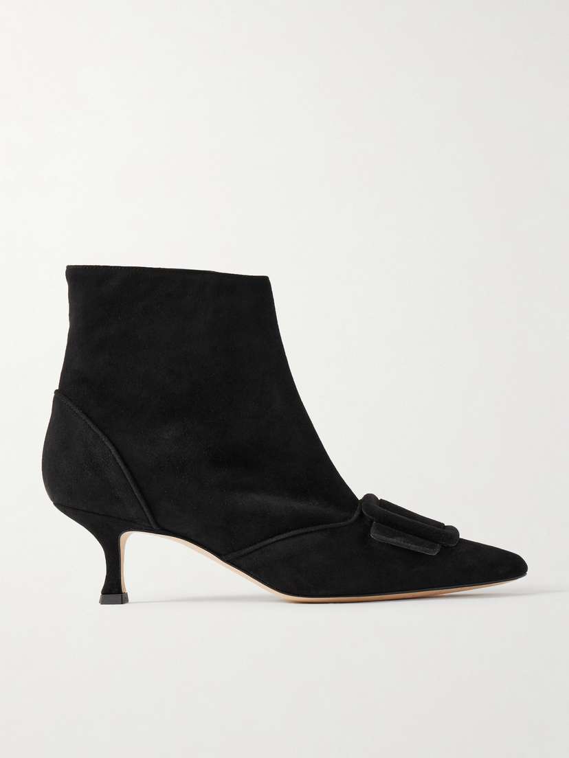 Manolo Blahnik Baylow 50 Buckled Suede Ankle Boots