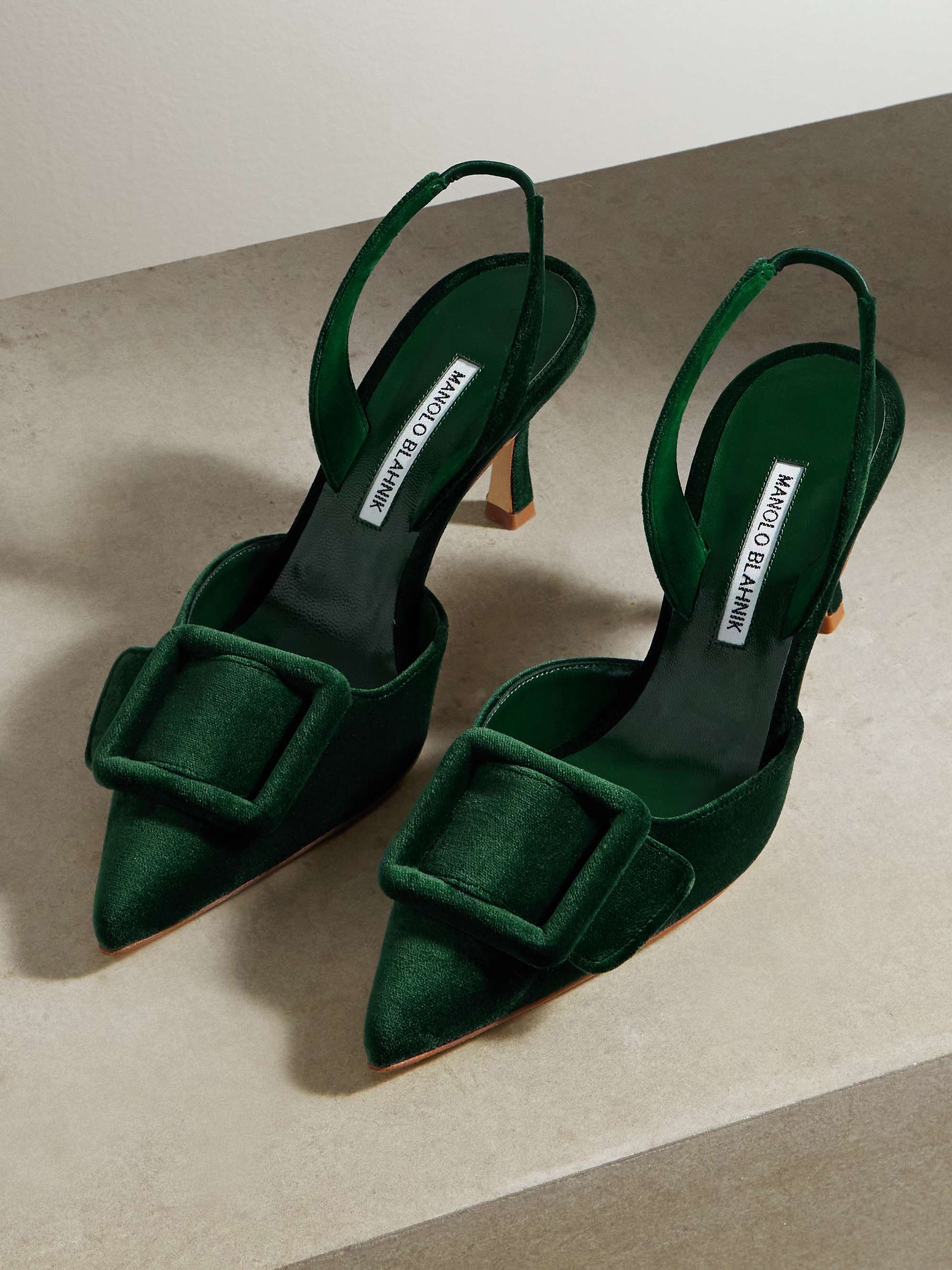 MANOLO BLAHNIK Maysli 70 buckled suede slingback pumps