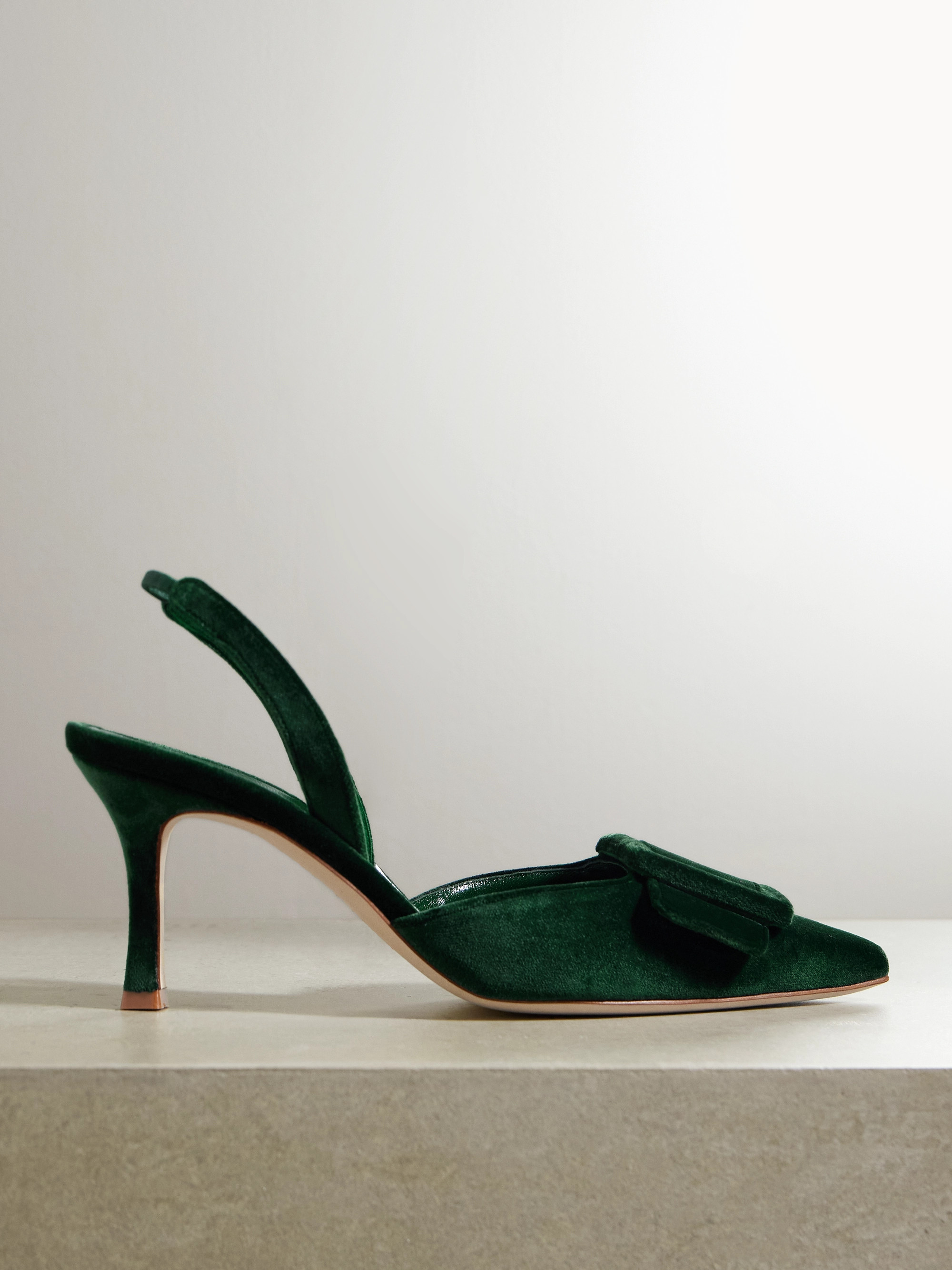 MANOLO BLAHNIK Maysli 70 buckled velvet slingback pumps