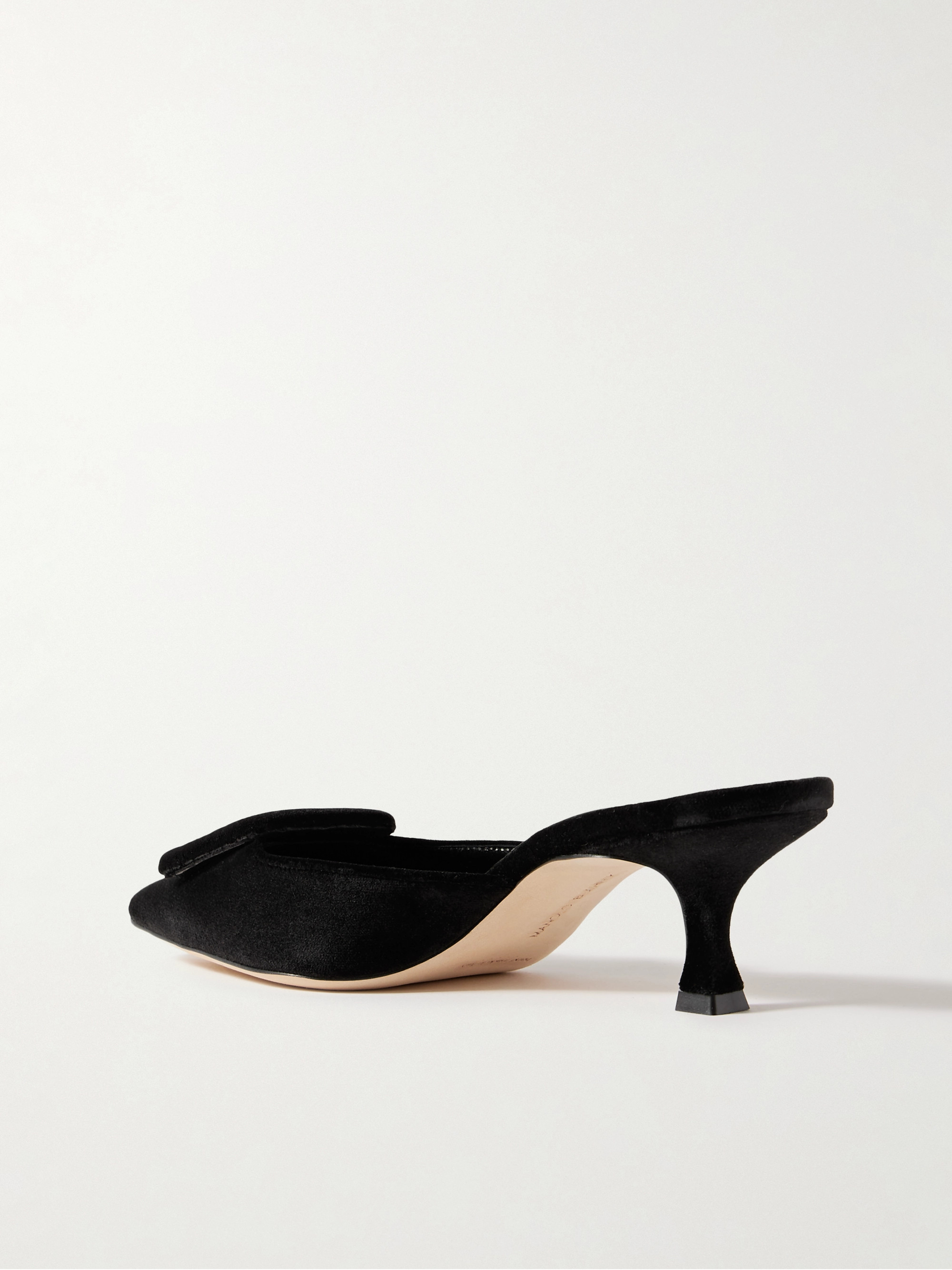 MANOLO BLAHNIK Maysale 50 buckled velvet mules thumbnail