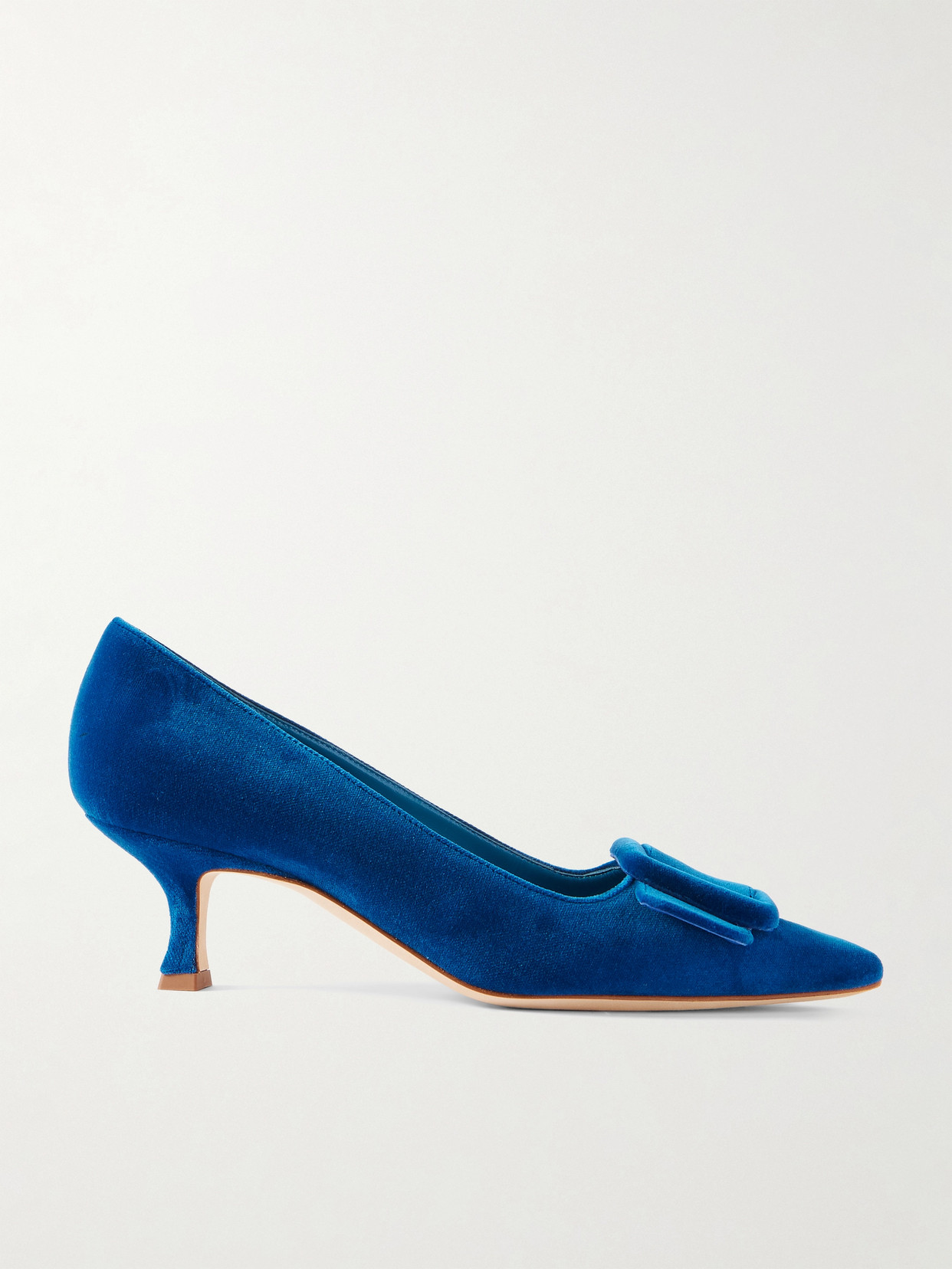 Manolo Blahnik - Maysale 50 Buckled Velvet Pumps - Blue