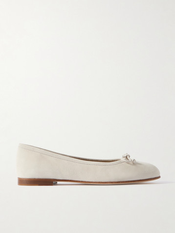 MANOLO BLAHNIK Veralli bow-detailed suede ballet flats