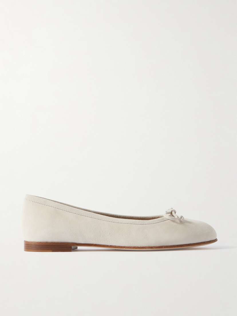 Manolo Blahnik Veralli Bow-detailed Suede Ballet Flats