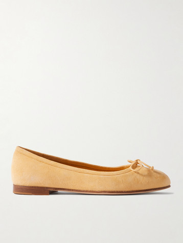MANOLO BLAHNIK Veralli bow-detailed suede ballet flats