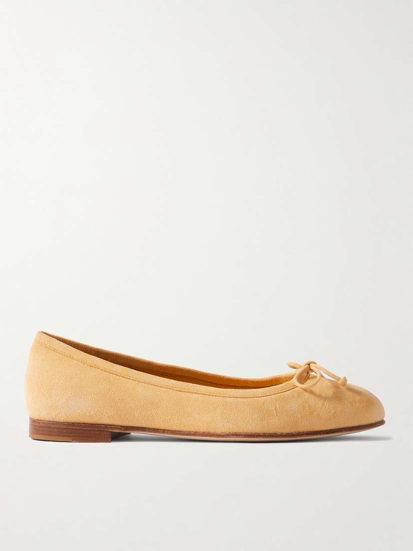 Manolo Blahnik Veralli Bow-detailed Suede Ballet Flats