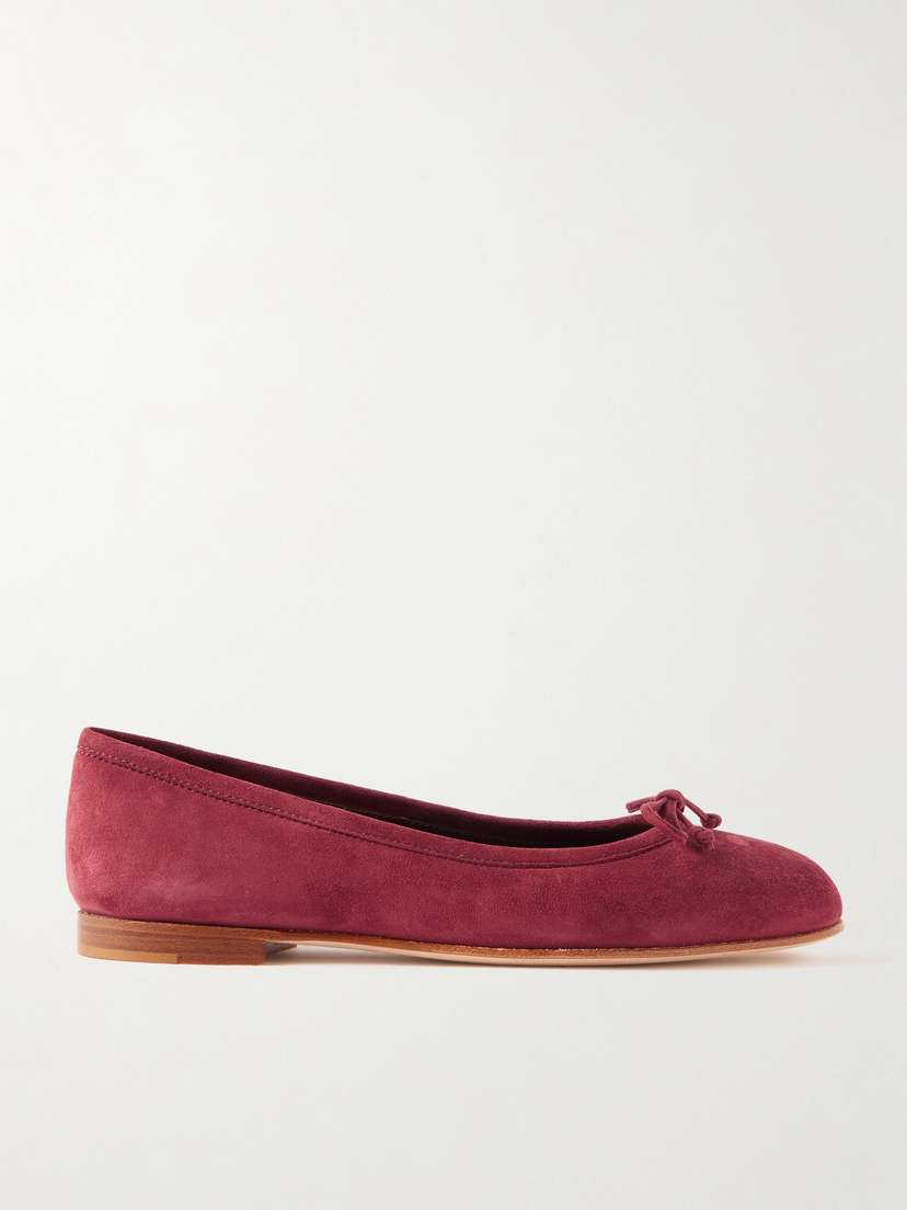 Manolo Blahnik Veralli Bow-detailed Suede Ballet Flats