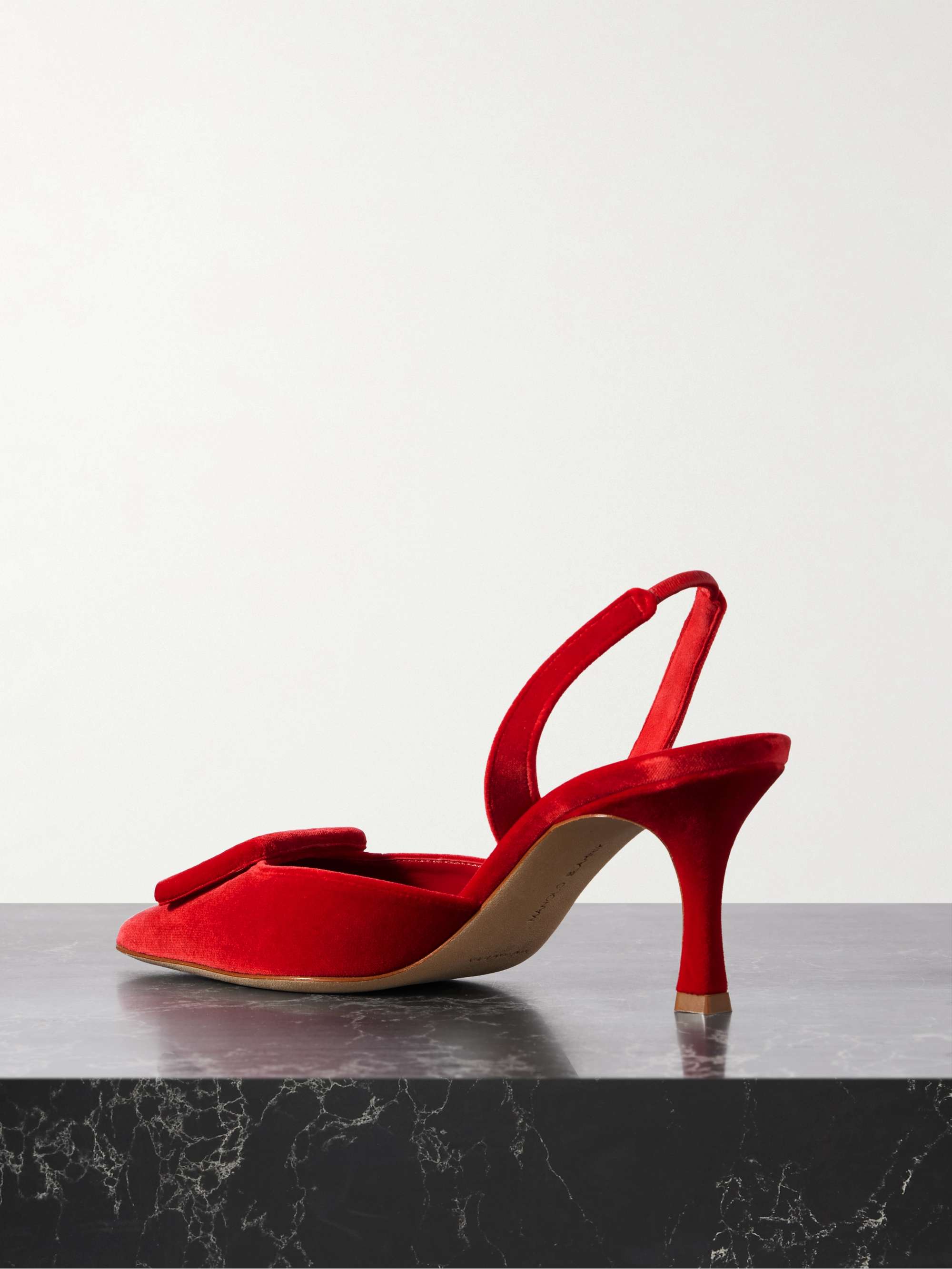 MANOLO BLAHNIK Maysli 70 buckled suede slingback pumps