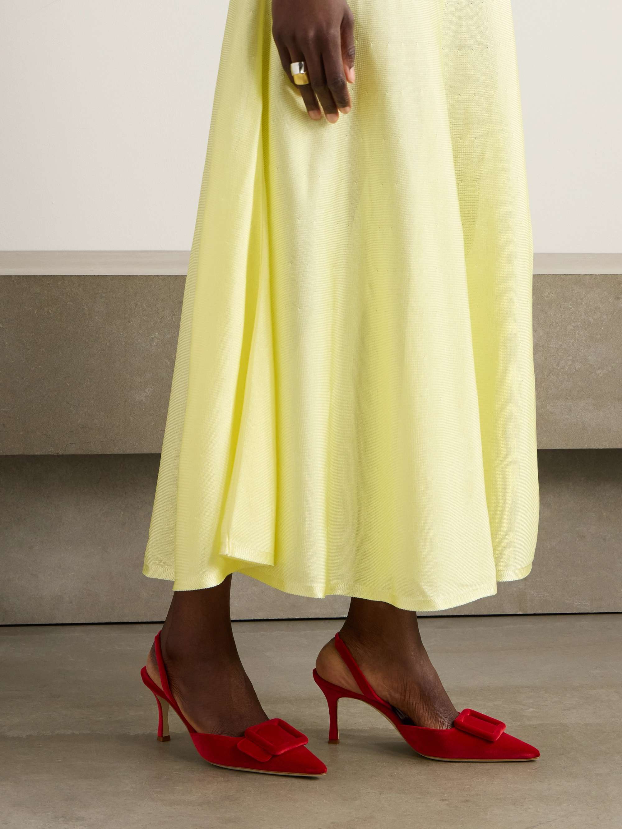 MANOLO BLAHNIK Maysli 70 buckled suede slingback pumps