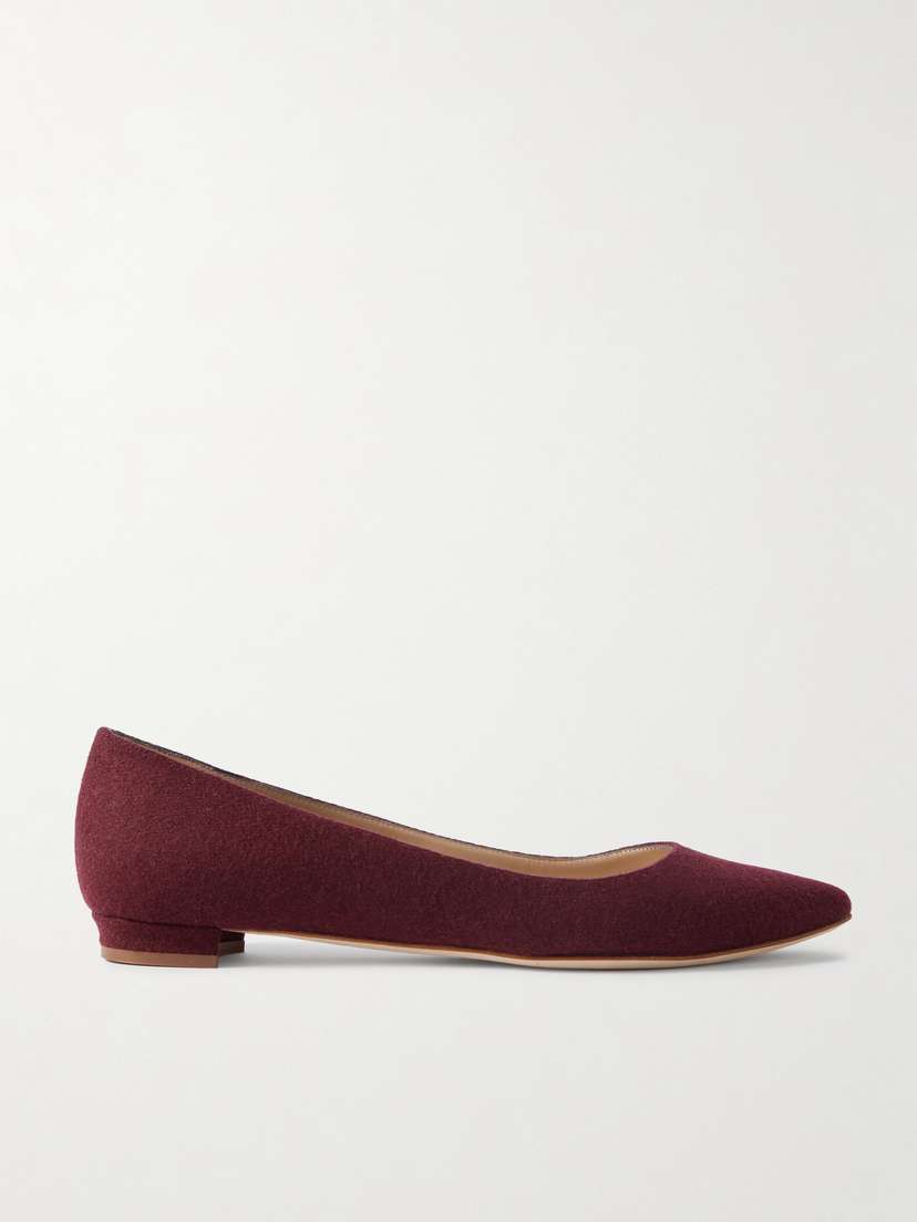 Manolo Blahnik Lanza Bb Wool Point-toe Flats