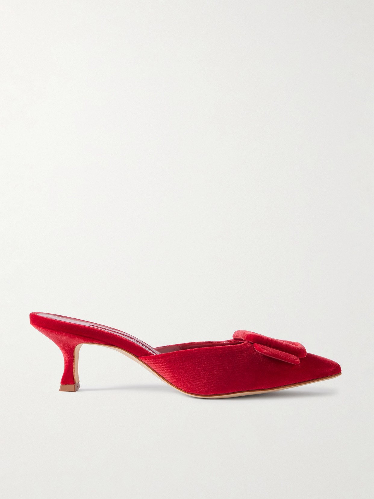 Manolo Blahnik - Maysale 50 Buckled Velvet Mules - Red