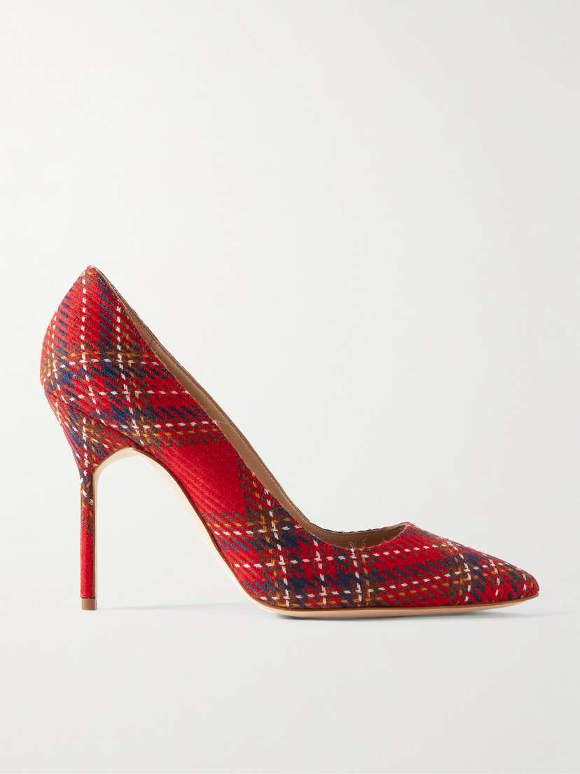 Manolo Blahnik Bb 105 Checked Wool Pumps