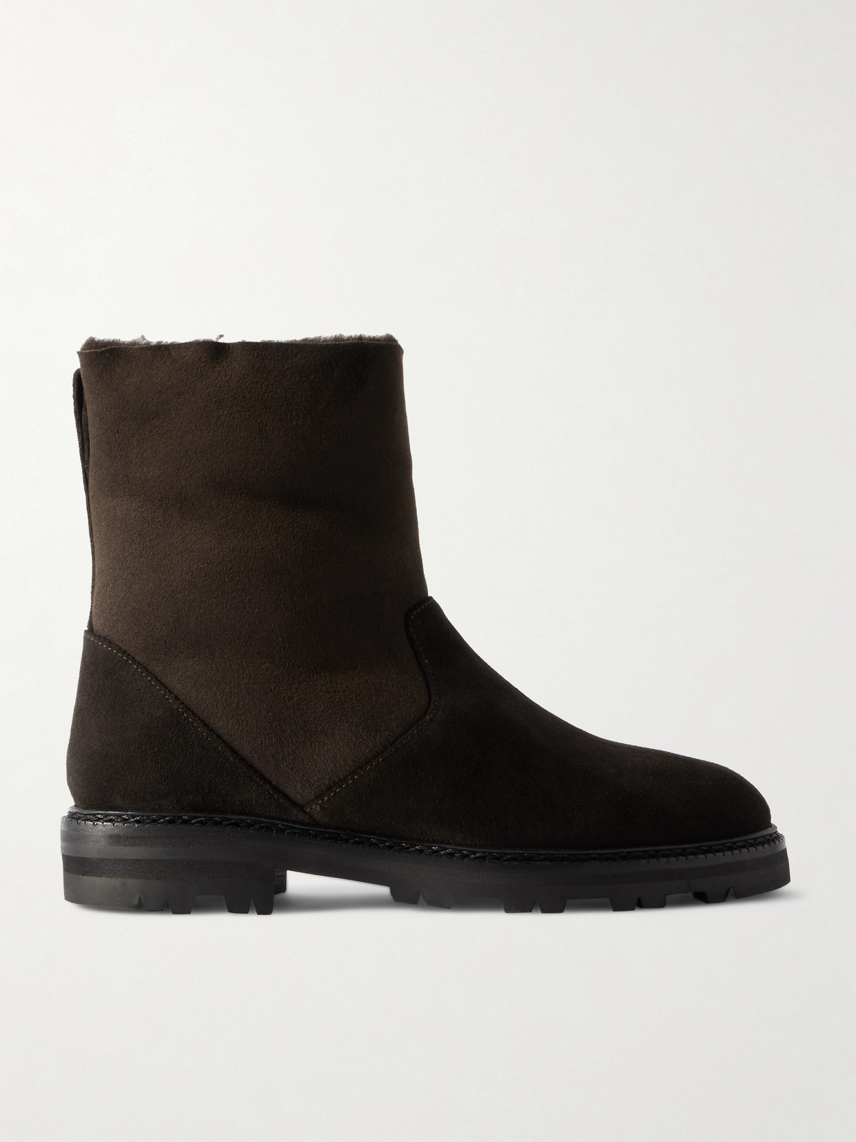 Manolo Blahnik Tomosa Shearling-lined Suede Ankle Boots In Brown