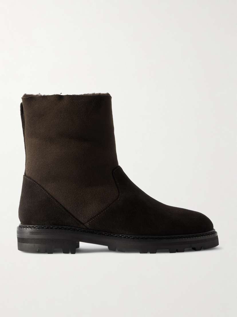 Manolo Blahnik Tomosa Shearling-lined Suede Ankle Boots
