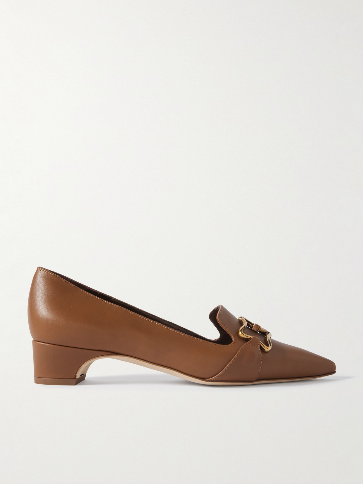 Manolo Blahnik - Phoebpla 30 Embellished Leather Pointed-toe Loafers - Brown