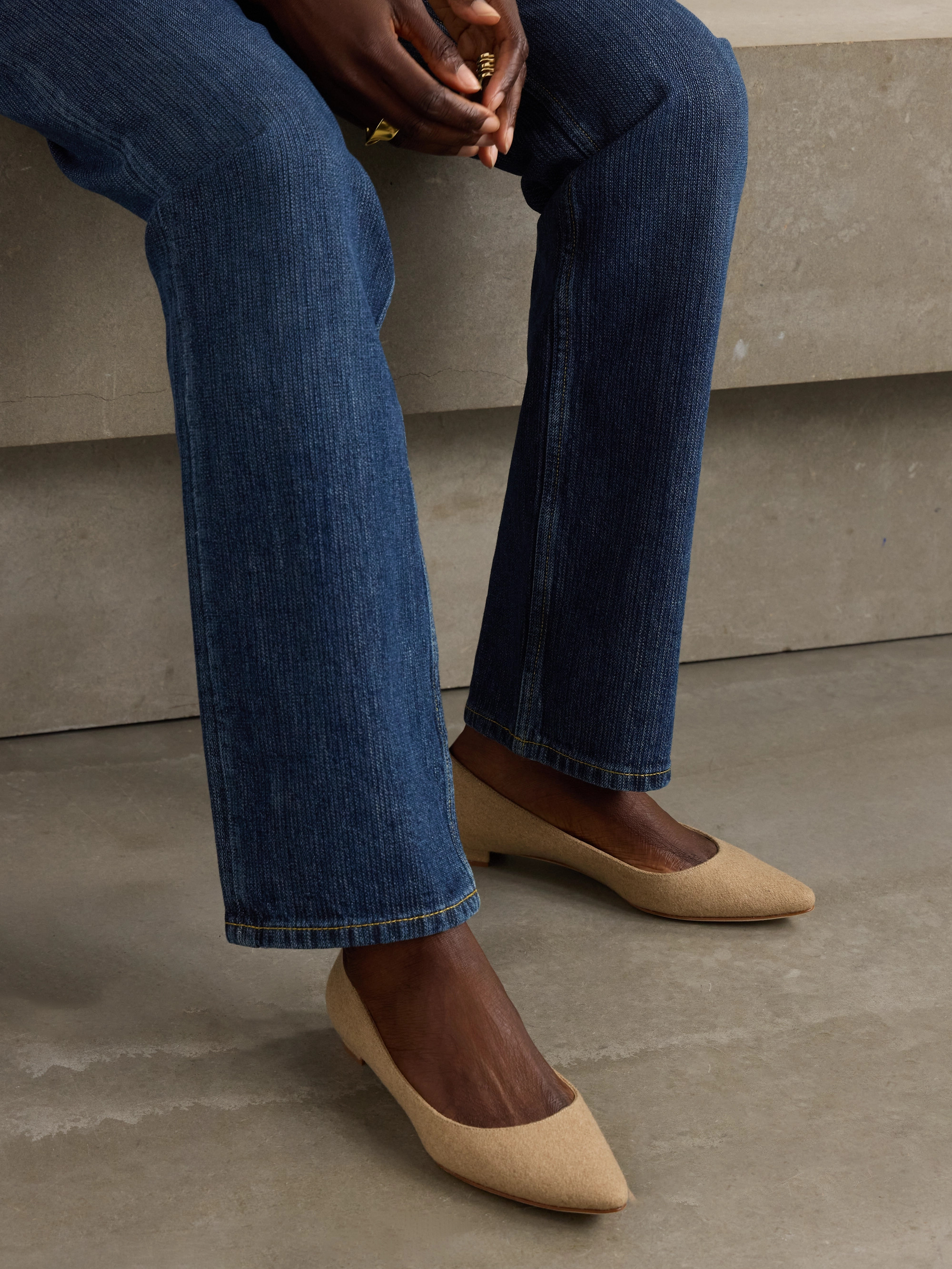 MANOLO BLAHNIK Lanza Bb wool point-toe flats thumbnail