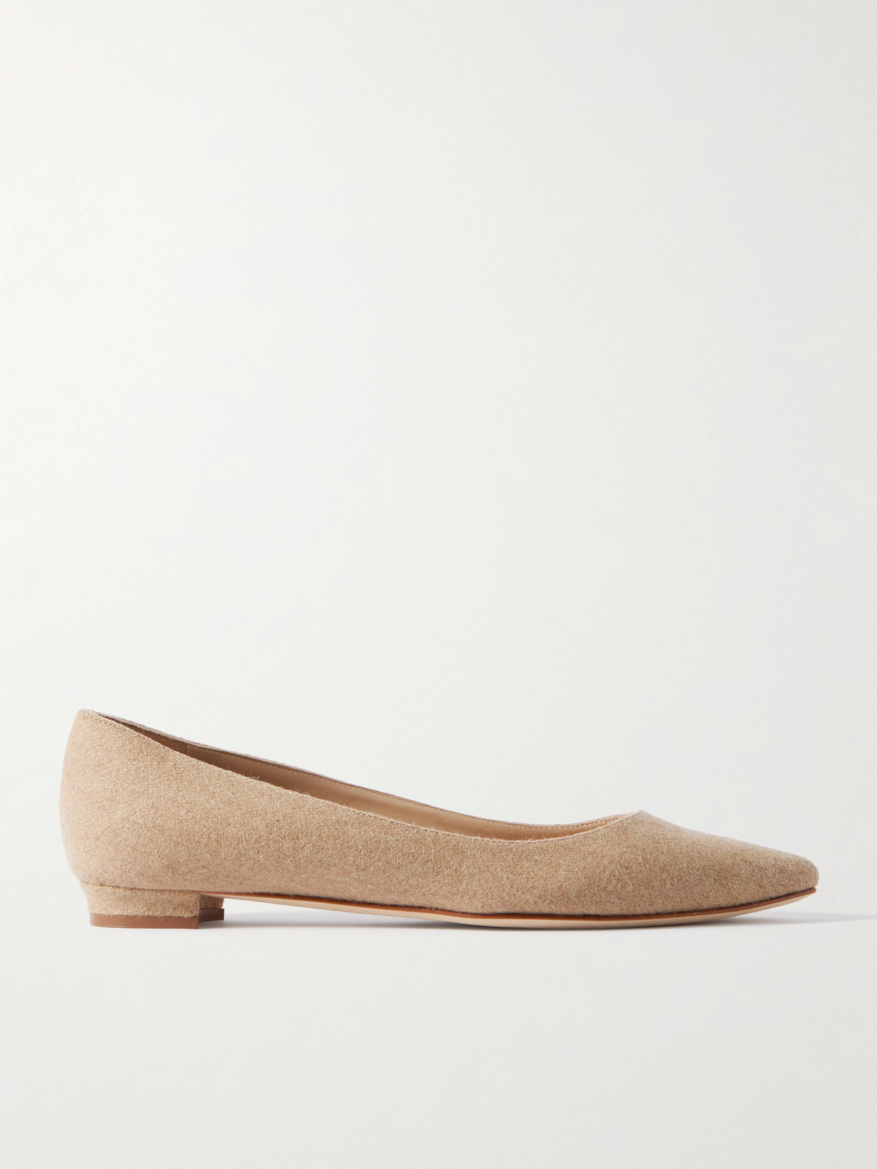 Manolo Blahnik Lanza Bb Wool Point-toe Flats In Neutrals