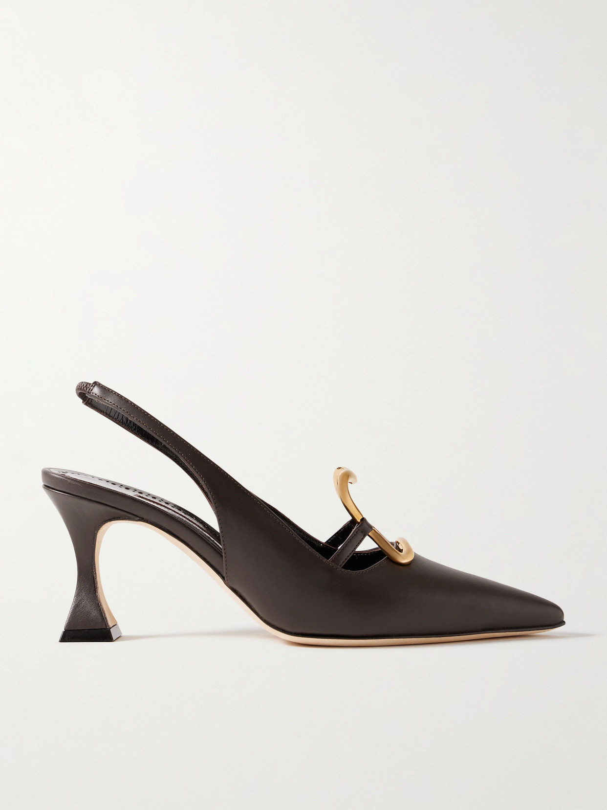 Manolo Blahnik - Nikkal 70 Leather Slingback Pumps - Brown