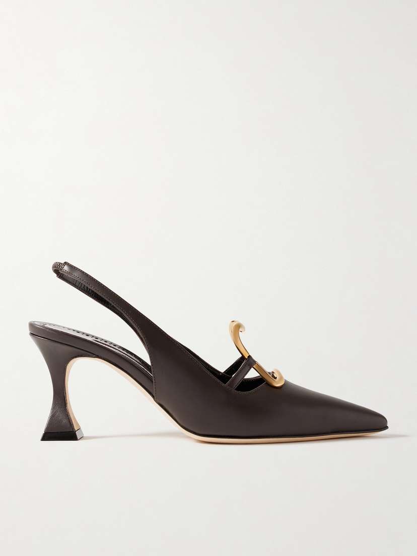 Manolo Blahnik Nikkal 70 Leather Slingback Pumps