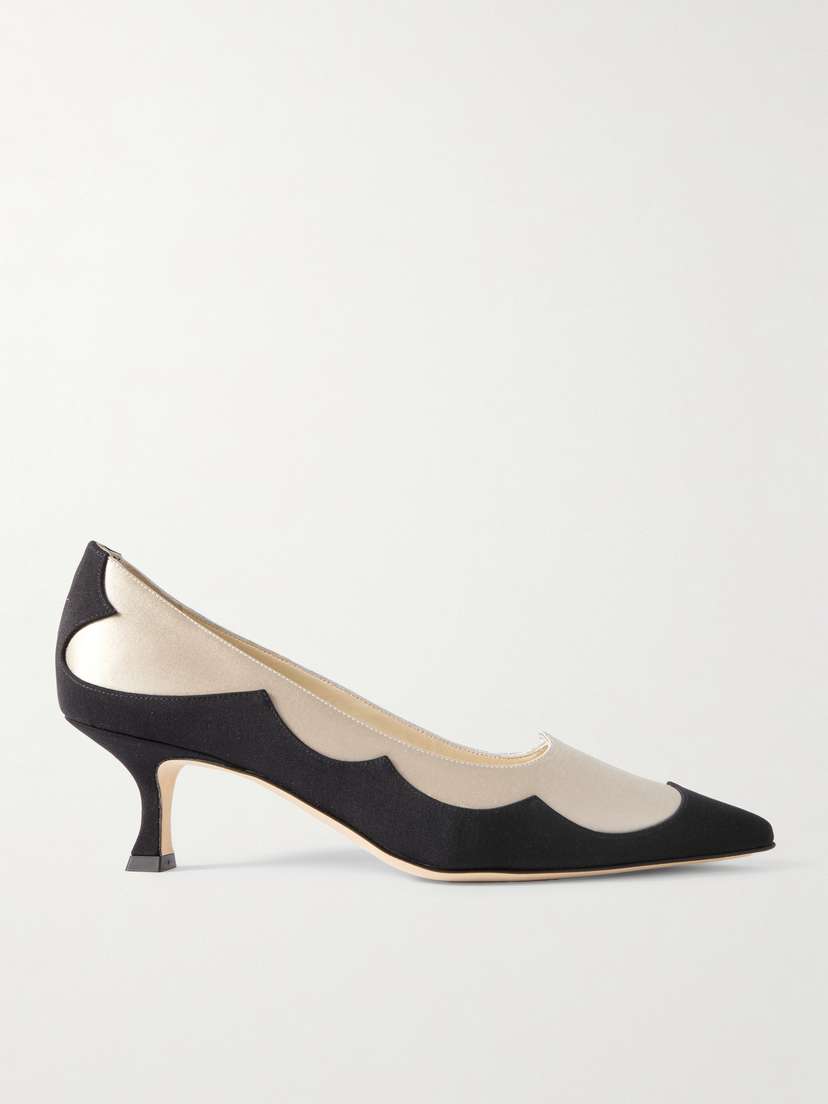 Manolo Blahnik Fabraka 50 Crepe-trimmed Satin Point-toe Pumps