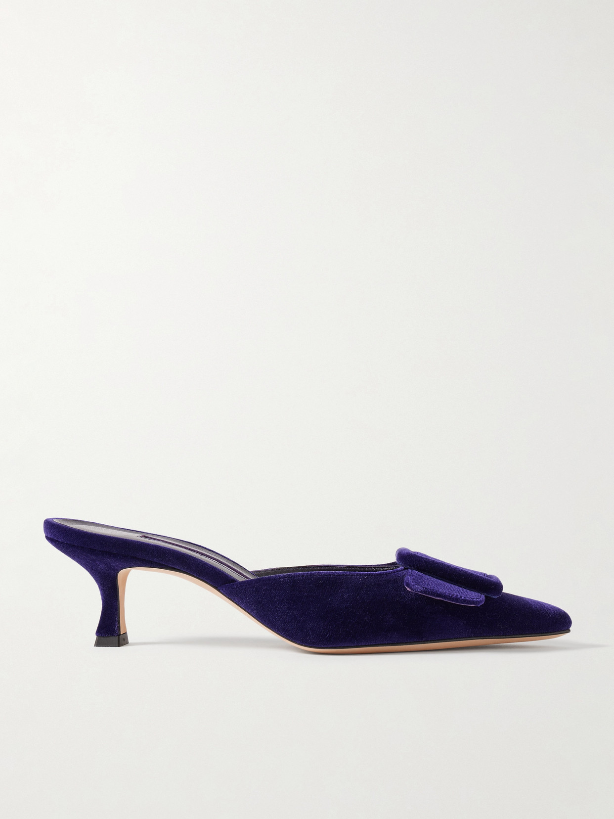 Manolo Blahnik Maysale 50 Buckled Velvet Mules In Purple