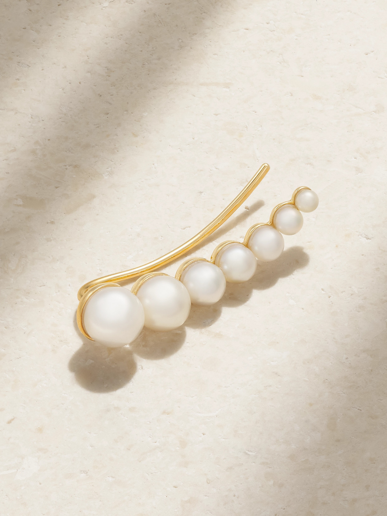 Sophie Bille Brahe - Croissant Japonais 14-karat Recycled Gold Pearl Single Earring - L