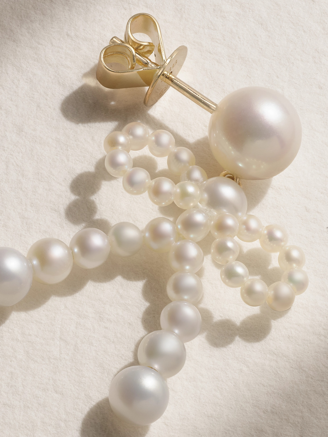 Sophie Bille Brahe Bow 14-karat Recycled Gold Pearl Earrings In Gold