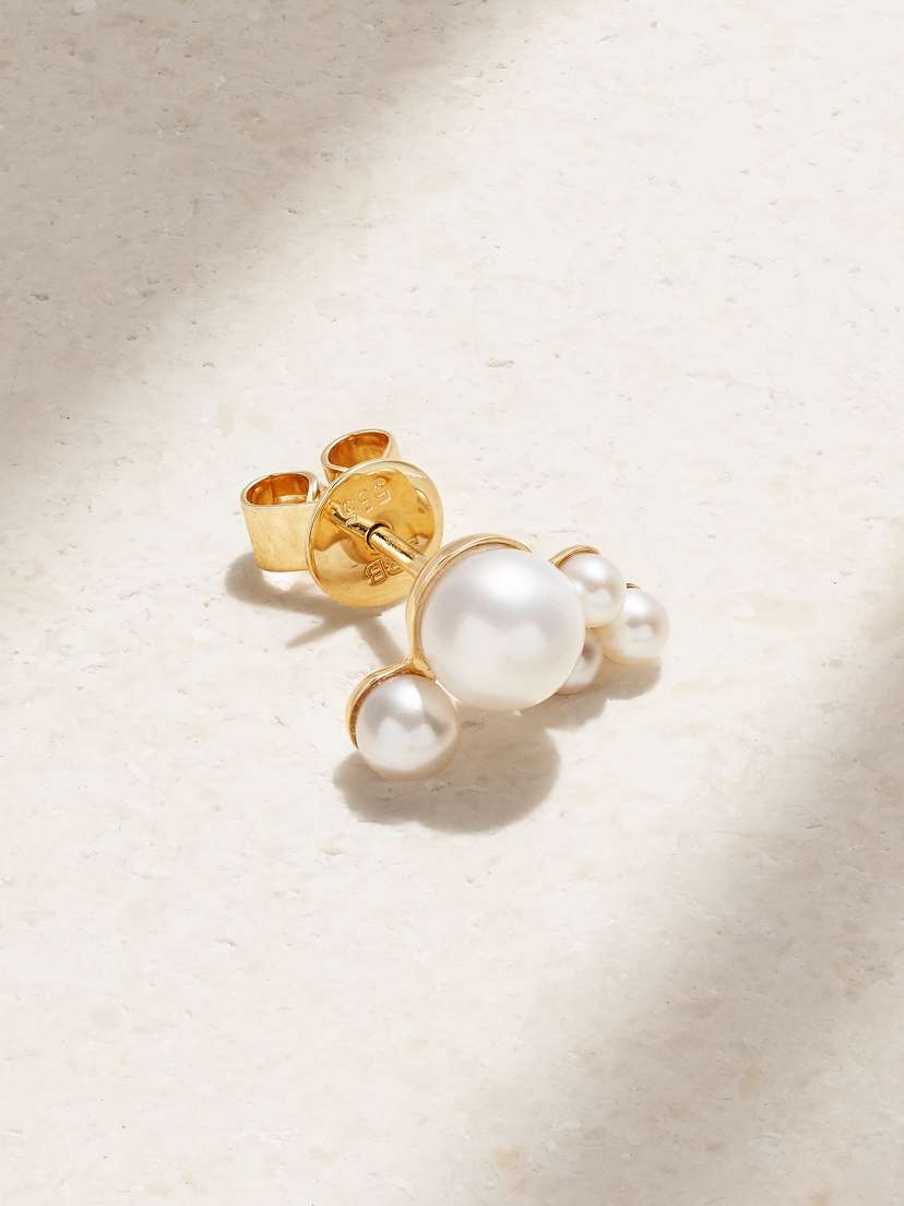 Sophie Bille Brahe Embrassée Cinq 14-karat ecycled Gold Pearl Single Earring