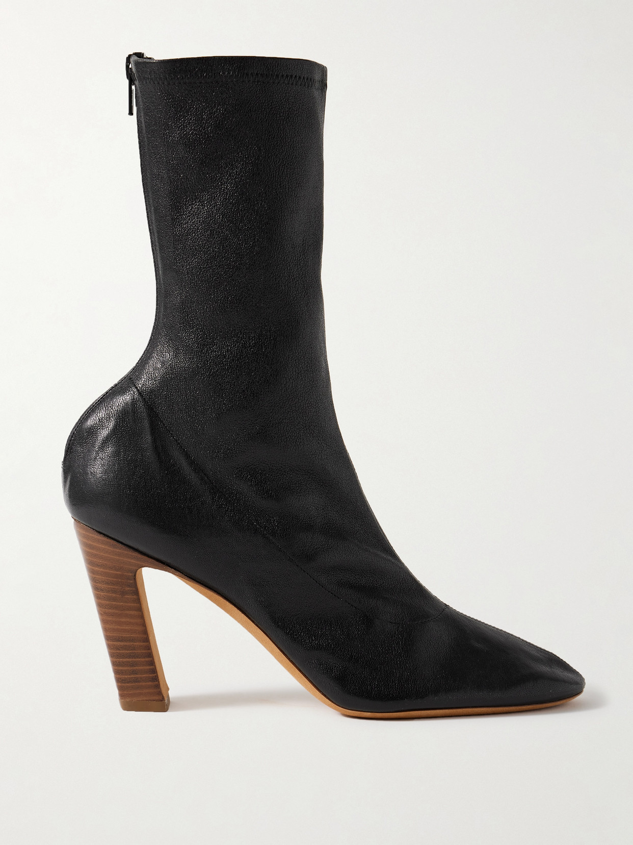 Khaite Leather Ankle Boots In Black