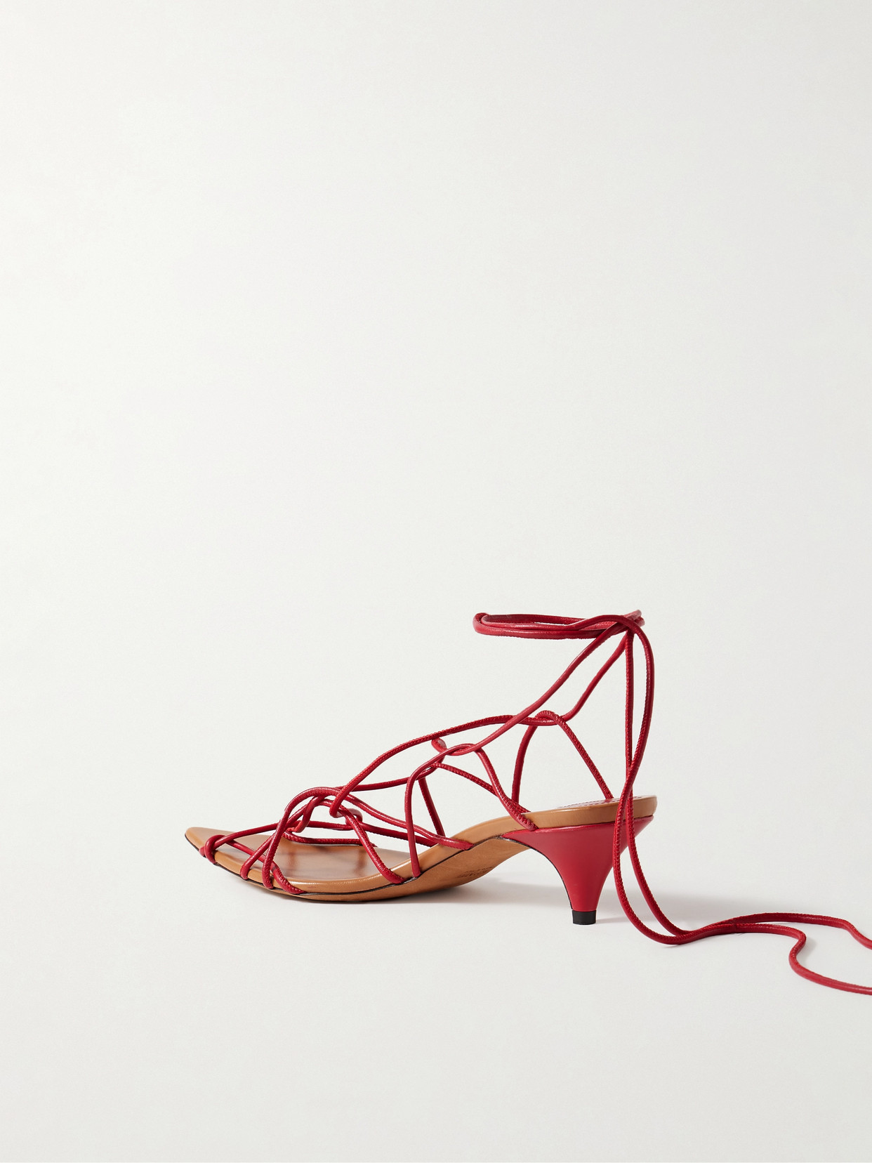 Khaite Arden 75 Leather Sandals In Red