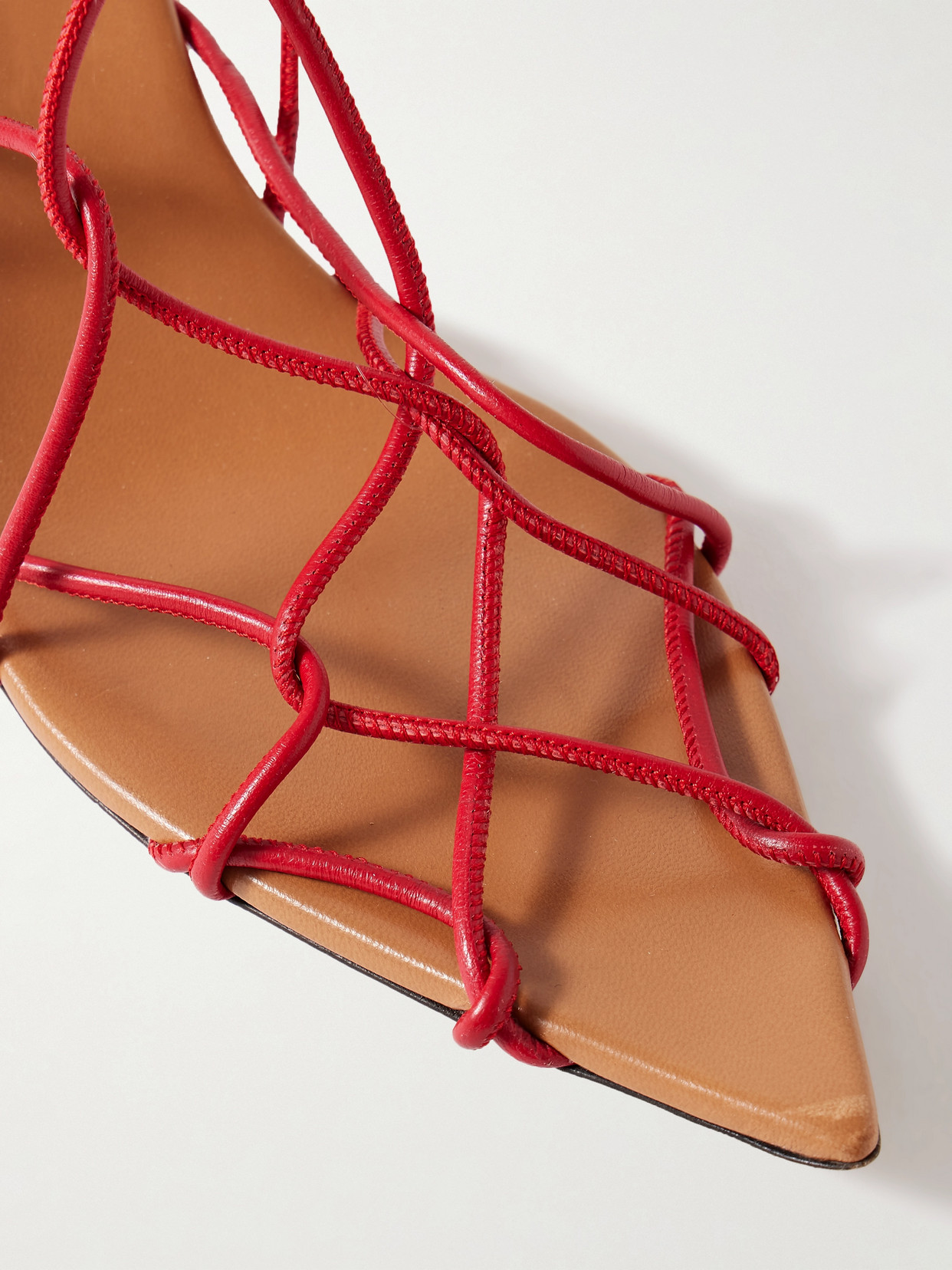 Khaite Arden 75 Leather Sandals In Red