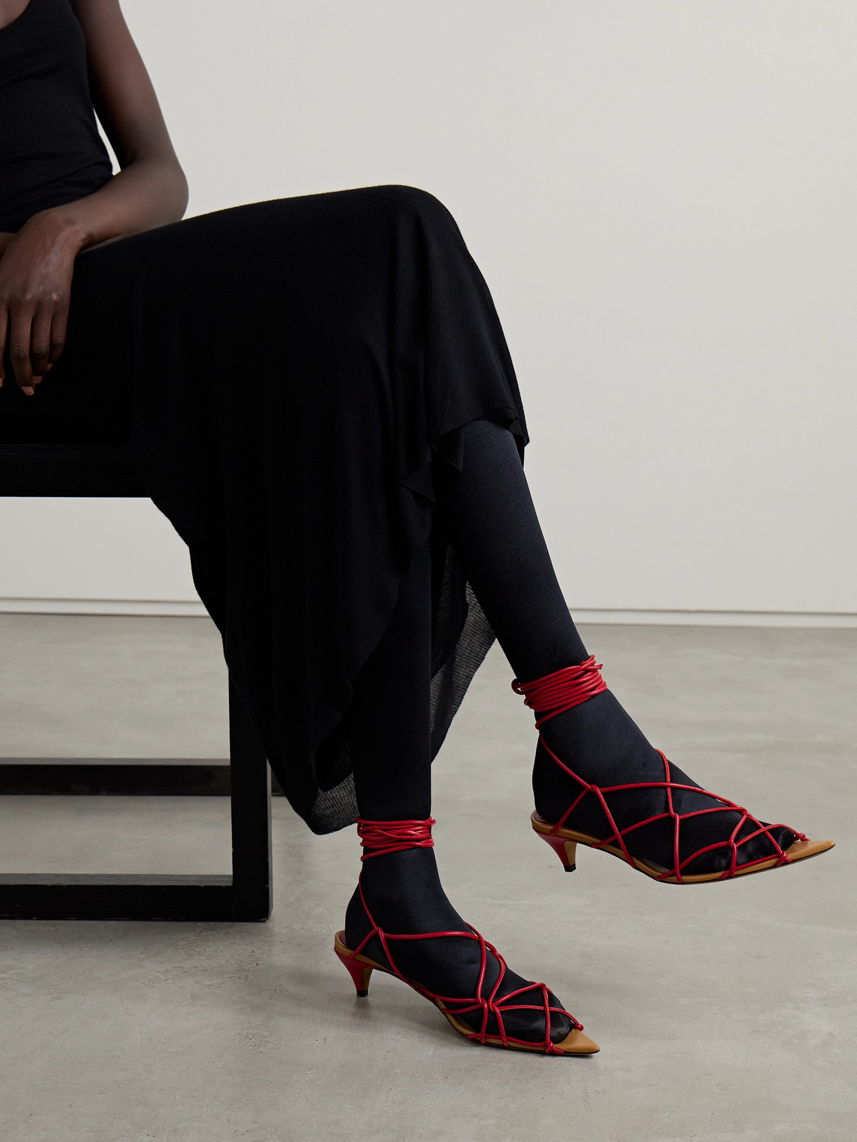 Khaite Arden 75 Leather Sandals In Red