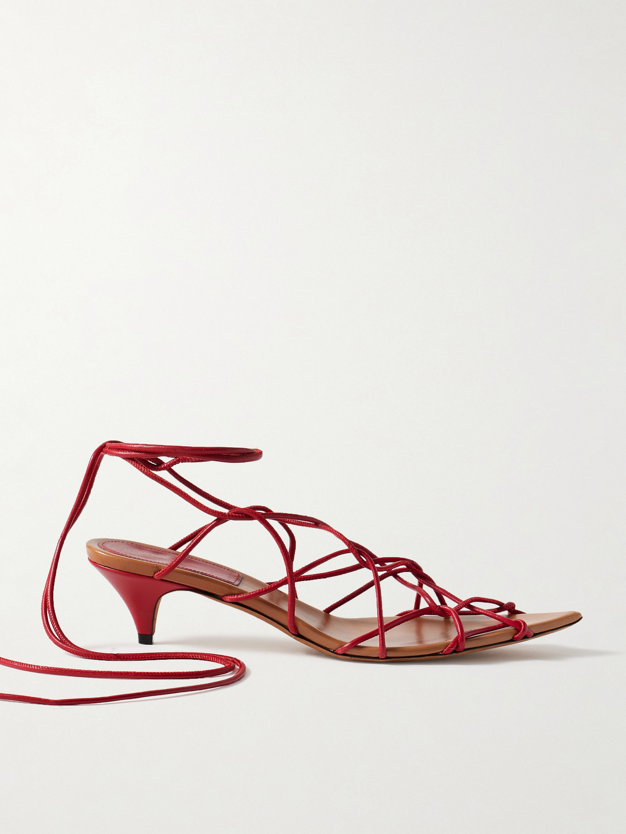 Khaite Arden 75 Leather Sandals In Red