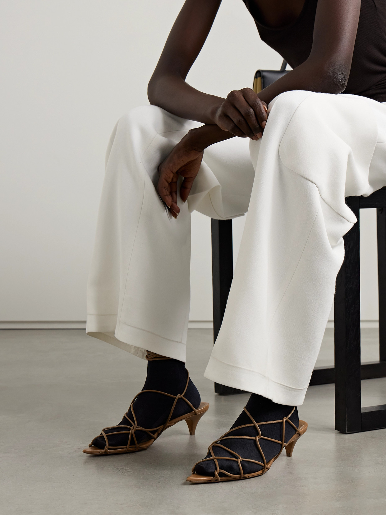Khaite Arden Leather Sandals In Brown