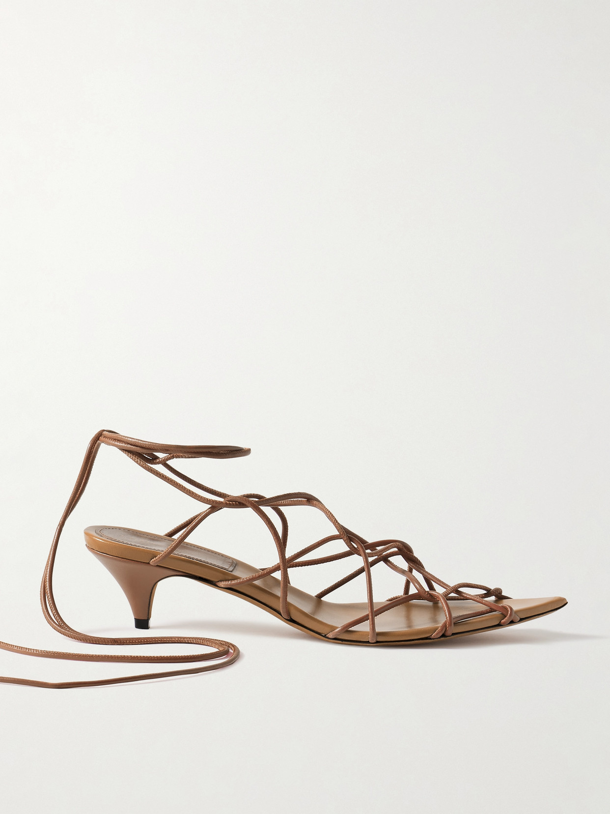 Khaite Arden Leather Sandals In Brown