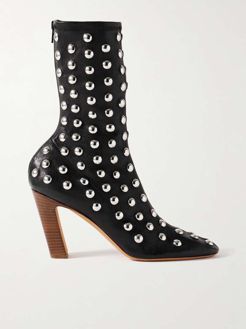 Khaite Studded Leather Ankle Boots