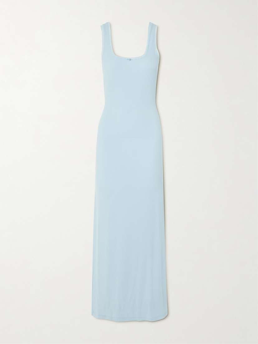 Skims Soft Lounge Lace Scoop Neck Long Dress - Celeste